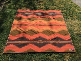 Huge 77” X 83” Vintage Pendleton Wool Indian Saguaro Blanket Beaver State