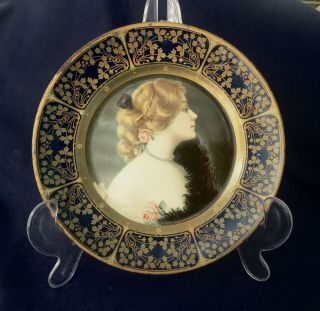 Vienna Tin Art Nouveau Advertising Portrait Plate Mildred Meek Company 1907