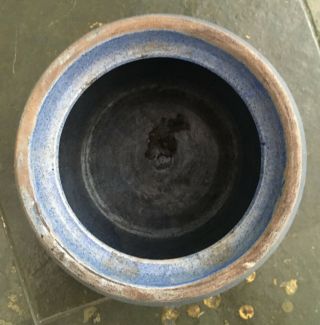 Antique Blue Stoneware Pottery Storage Jar Crock 3