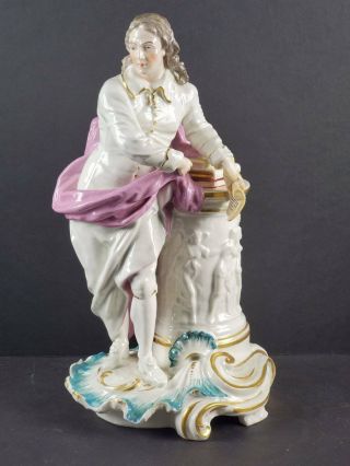 Antique 18th C Chelsea Derby English Porcelain Figure Of Man Gold Anchor