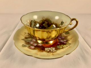 Vintage Antique Hand Painted Gold Tea Cup & Saucer Set Made In Occupied Japan
