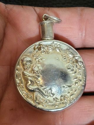 Vintage Sterling Silver Art Nouveau Perfume Bottle Pendant