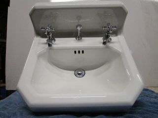 Vintage American Standard Cut Corners White Porcelain Cast Iron Sink Dated 1941