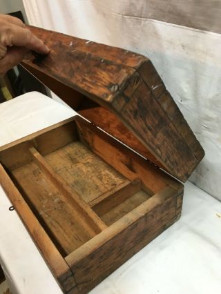 Vintage Oak Wood Sewing Tool Box With Latches 14x9.  5x6 Stash Box
