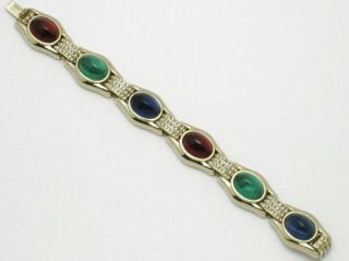 Vintage Ciner Bracelet Mogul Style Glass Cabochon Rhinestone Stunning