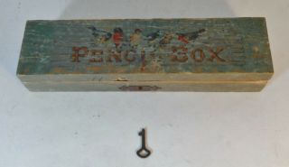 Antique Wooden Student Pencil Box Made In Germany