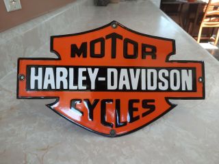 Vintage Harley Davidson Motorcycles Dealership Shop Service Porcelain Sign 12 "