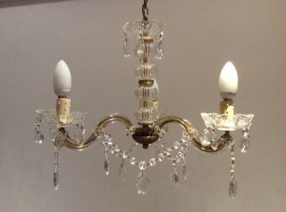 Very Pretty Vintage French Marie Therese Crystal 3 - Arm Chandelier,  C1940s.