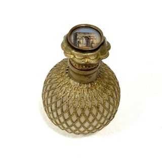 Antique French White Opaline Scent/perfume Bottle W/gilded Ormolu & Filigree
