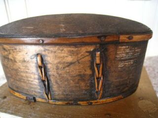 Antique Small Oval European Laced Wood Box 4.  75 " X 1.  75 X 2.  75 "