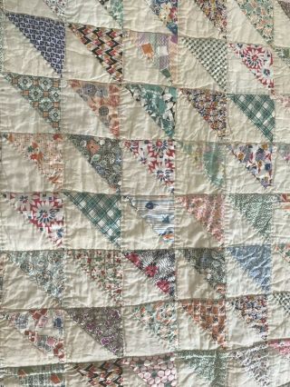 Antique Vintage Quilt Half Square Triangle Pattern 72 X 90 Ec