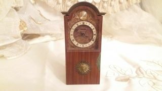 Vintage Swiza Miniature Tempus Fugit Grandfather Clock Heavy Solid Brass