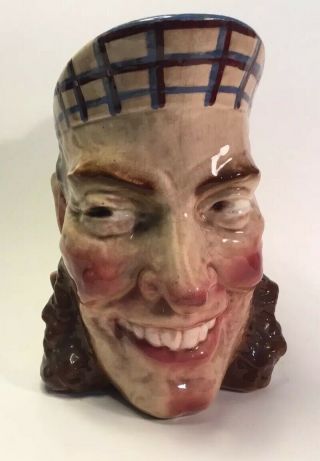 Antique French Majolica “scottish Face” Pitcher C.  1880 By Sarreguemines 3210
