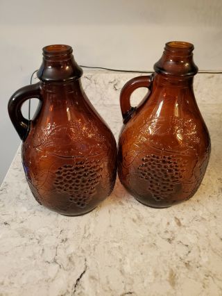 Vintage 1/2 Gallon Maywood Glass Cameo Brown Amber
