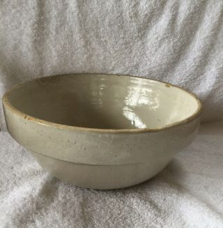 Antique Vintage Stoneware Crock Salt Glazed Mixing Bowl Farmhouse Shoulder