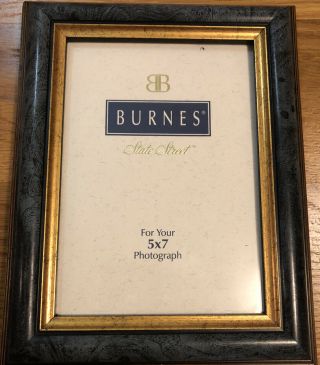 Burnes Of Boston 5 X 7 Picture Frame Vtg 90s Standing Or Hanging Blue Gold
