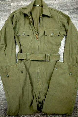 Vintage 40s Ww2 Military Flight Suit 36 M Coveralls Summer Flying An - 6550 N -