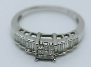 Vintage 14k White Gold Princess Cut Diamond Ring 4 Grams Sz 8 - Not Scrap,  Estate
