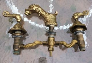 Rare Antique/vintage Brass Koi Fish Faucet Made In Usa