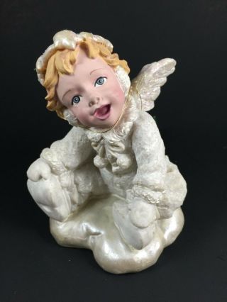Vintage Snow Angel " Collectibles For Me " Ceramic Angel Cherub On A Cloud 1994