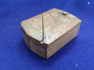 Rare Antique Hand Made Folkart Wooden Treen Puzzle Box Hide A Gift Toy Old