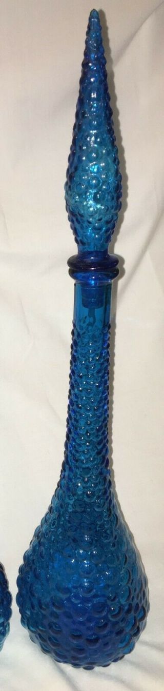 Vintage Blue Empoli,  Italy,  Mcm,  Glass Decanter Bottle (not Duplicate)
