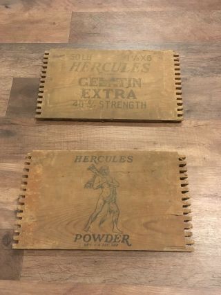 Two Vintage Hercules Powder Co Dynamite Crate Box Ends Man Cave Industrial Miner
