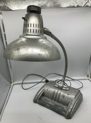 Antique Industrial Goose Neck Lamp Machine Age Deco Vtg Adjustable Shop Light