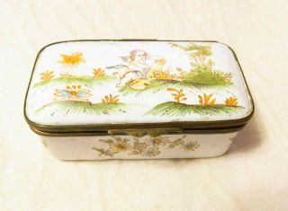 Antique 18th C French Strasbourg Faience Hannong Family Trinket Snuff Cupid Box