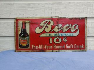 Vintage Bevo Beverage Sign Anheuser Bush Prohibition Drink Sign 1920s 27 " X 13 "