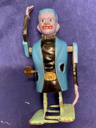 Rare Louis Marx Frankenstein Vampire Mummy Vintage Wind Up Walking Robot Mcmlxv