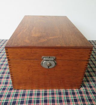 Antique File Box Tiger Oak Wood Vintage Office Library Cabinet,  Index Cards