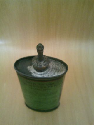 Vintage Winchester Repeating Arms Gun Oil Lead Top Can Handy Oiler Tin Green 3