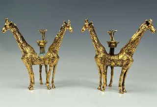 Pr Arthur Court Gilt Brass Hollywood Regency Three Giraffe Glass Globe Stand Jqf