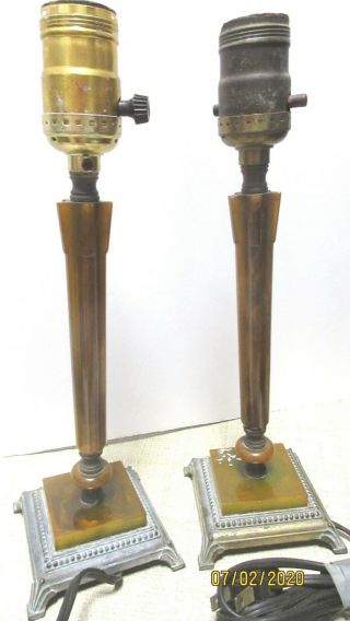 VTG 1930 ' S Art Deco BAKELITE CATALIN TABLE LAMPS PAIR SET OF TWO 2
