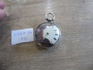 RARE INTERESTING ANTIQUE SOLID SILVER LONDON BRANSTON FUSEE VERGE POCKET WATCH 2