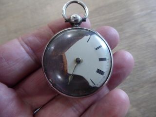 RARE INTERESTING ANTIQUE SOLID SILVER LONDON BRANSTON FUSEE VERGE POCKET WATCH 3