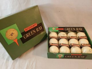 Vintage Display Box & 4 Sleeves Acushnet Green Ray 12 Golf Balls No Res