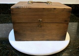 Antique Vtg Wood Document Box Jewelry / Trinket Tea Caddy Wooden Dresser Casket