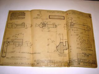 1948 Orig.  Colt Firearms Detail Design Drawing Blueprint 1911 Slide Stop Model O