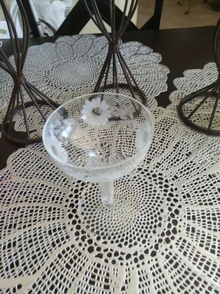 Vintage Art Deco Crystal Hollow Stem Champagne Glass Coupe with Cut Flowers 2