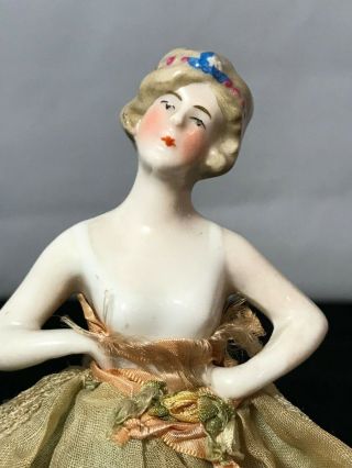 Vintage Blonde Flapper Style Porcelain Half Lady Doll Lamp Shade From Germany