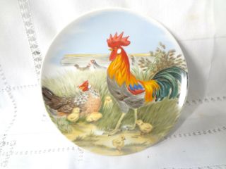 7 5/8 " Rooster Family Made In Japan Decorative Wall Plate Home Kitchen Dining
