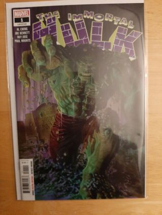Immortal Hulk 1 1st Print Marvel Comics 2018 Alex Ross Nm Rare
