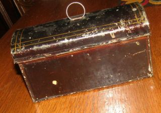 1800s Fine Antique Toleware DOCUMENT BOX Tea Caddy Folk Art Hand Painted Tin 2