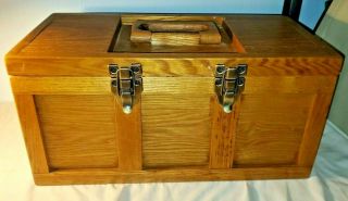 Vintage Wood Chest Tool Box Carpenters Toolbox Primitive Machinist Oak?