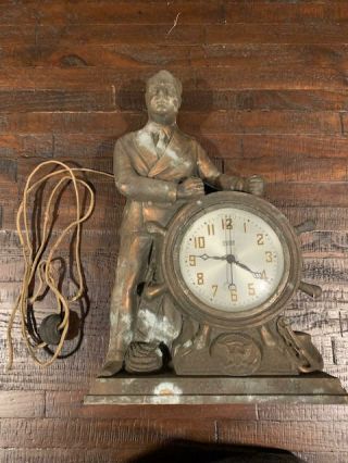 F.  D.  R.  Vintage 1930’s “man Of The Hour” Mantel Electric Clock