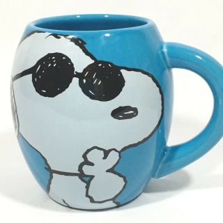 Peanuts Snoopy Joe Cool Blue Oval Ceramic Coffee Mug Cup Large 18 Ounces