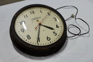 Vintage Warren Telechron Wall Clock Fiber Case Model 1h912 General Electric