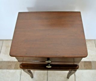 Vintage French Country Solid Maple Small 2 Drawer Side Table Dove Tail Drawers